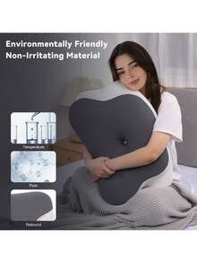 Adjustable Height Memory Foam Butterfly Neck Pillow, With C-Shape/Dual Height Adjustment Function, Shoulder And Neck Pillow, With Transparent Cover, Neck Support Sleep Pillow, Suitable For Side/Back/Stomach Sleeping, Comfortable Sleep, Travel And Home Use - One Size - View 3