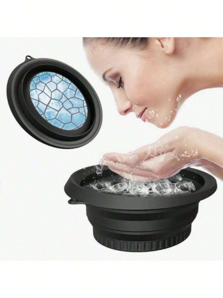 1 Household Ice Basin Facial Ice Compress Care Silicone Outdoor Foldable Basin Beauty Instrument Ice Bath Basin,