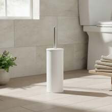 Inde CONFORTIME | White Stainless Steel Toilet Brush Holder With Lid, Bathroom Brush With Cylindrical Holder And Inner Cup, Minimalist Toilet Brush Holder, Bathroom Accessories - White Toilet Brush Holder - View 6