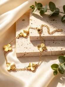 VceTd 1 Set Elegant Personalized Style Bamboo Stainless Steel Jewelry Set For Women, Suitable For Daily Wear Or As A Holiday Gift For Loved Ones Or Friends - Yellow Gold - View 9