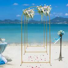 HOHOBLA LOYALHEARTDY-BTG Wedding Christmas  Arch Backdrop Stand Set Of 3 Metal Balloon Arch Stand Wedding Christmas  Arch Frame Floral Background Decoration For Parties Wedding Christmas  Birthday Baby Shower Ceremony Anniversary, 5.9/6.6/7.2FT (Gold) - Gold - View 10