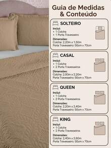 Kit Cobre Leito Colçha Casal Padrão Luxo - Unilar - Avelã - Visão 4