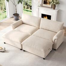 Modular Cloud Sectional Sofa, Beige 3 Seat With Storage Footstool - Beige 4 Seat - View 8