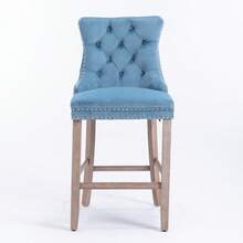 Set Of 2 Bar Stools With Velvet Upholstery / Medieval-Modern Style Bar Stools / Weight Capacity Up To 300 Lbs / High-Elasticity Foam / Suitable For Restaurants Or Kitchens - 淺藍色 - 查看 5