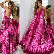 Dress, Random Print, Fabric, Backless / Bare Back, Beach - INTENSE PINK - View 1