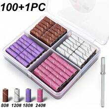 100+1件組 (#80#120#180#240) 4種目數迷你軸心美甲3mm迷你磨砂帶組，電動美甲鑽頭，美甲工具配件 - 彩色 - 查看 9