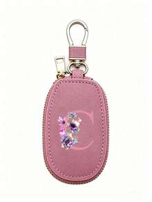 Unisex Multi-Function Key Pouch In Taro Purple With A-Z Letter Print, Zippered Key Organizer With Floral Pattern, PU Leather Material, Can Be Used As Car Key Holder, Car Key Chain Or Portable Small Key Bag, Minimalist Design Makes It A Travel Accessory And Elegant Ornament, Suitable For Home, Office, Travel And Car Environments, Perfect Gift For Friends, Family, Couples, Anniversary, Birthday, Wedding And - Multicolor - View 23