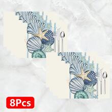 1件/4件/6件裝 家居裝飾 海洋生物圖案印花亞麻餐墊 全季節適用 適合餐桌 可水洗 餐墊杯墊 廚房餐墊 家居用品 廚房用品 餐桌裝飾 - 彩色 - 查看 14