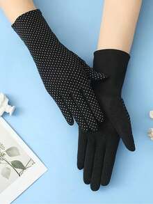1 Pair Of Summer Ice Silk Sun Protection Gloves - Cotton Polka Dot Sunscreen - View 10