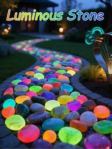 1000/800/500/300/100pcs Glow In The Dark Pebble Stones, Resin Fluorescent Gravel For Garden Path, Patio, Lawn, Fish Tank, Aquarium, Walkway Decoration - A - View 1