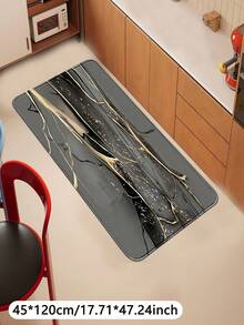 1pc Gold Black Grey Pattern Kitchen Mat, Faux Cashmere Washable Door Mat, Soft Skin-Friendly Decorative Floor Mat, Durable Home Entryway Rug, Small Area Rug, Kitchen Decor Mat, Suitable For Living Room, Bedroom, Bathroom, Etc. - View 9