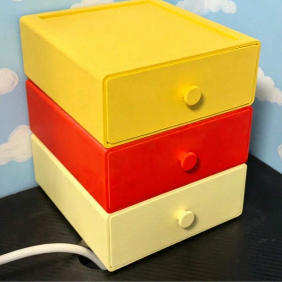 Caja de almacenamiento de cajones apilables impresa en 3D de PLA, organizador de gran capacidad con deslizamiento suave, contenedor de almacenamiento de escritorio apilable multicolor resistente - A - Ver 1
