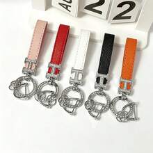 Leather Keychain Lanyard Fashion Unisex Key Ring Creative New H Car Key Fob Zinc Alloy Keychain, Suitable For Hanging Car Keys And Home Keys, Convenient To Carry, Ideal For Home And Travel. - A - View 12