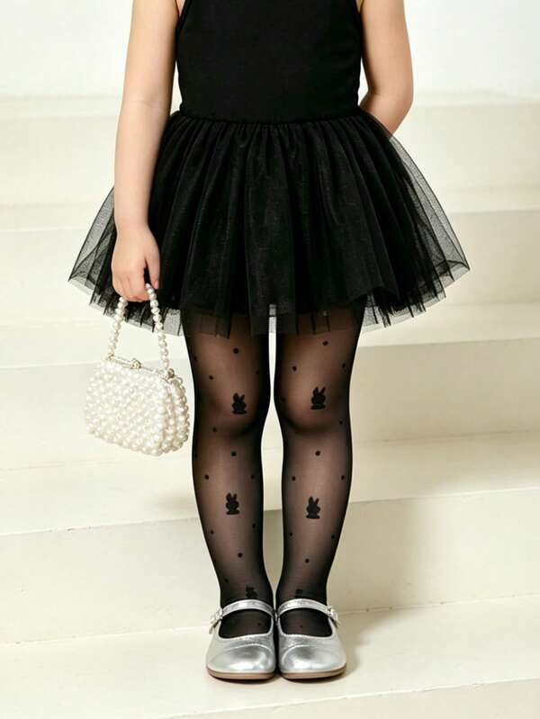 1pc Girls All-Season Black High Elastic Ultra-Thin Tights, Wearable As Outerwear Or Base Layer, Daily Basic Dance Socks
