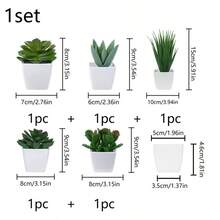 1 件/6 件迷你盆栽仿真植物组合 - 适用于家居桌面装饰、情人节、礼物 - 彩色 - 查看 22