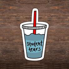 1PC Student Tears Funny Relatable Sticker, Academic Stress Humor Design For Laptops, Notebooks, Water Bottles, Journals, Lockers, Perfect Gift For Students, Crammers, Teachers, And Emotionally Overwhelmed Learners - Multicolor - View 1