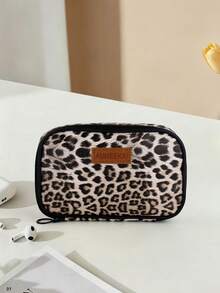 1pc Back To School Must-Have! Sweet & Cool Leopard Print Large Capacity Digital Storage Bag, Student Desk Organizer, Say Goodbye To Cable Tangle Hassle, Highly Attractive Portable Power Bank & Earphone Storage Pouch - Multicolor - View 14