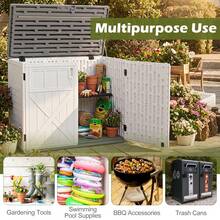 HDPE Horizontal Outdoor Storage Shed Waterproof Lockable Tool Box For Garden Tools Lawn Mower With 3-Level Adjustable Shelf - A - View 4