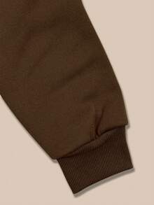 Sweatshirt Berkerudung Wanita, Sweatshirt Berkerudung Kasual Lengan Panjang Warna Cokelat Polos, Desain Belakang Berongga, Bagian Belakang Jala Mengkilap Gaya Musim Gugur - Coffee Brown - View 7