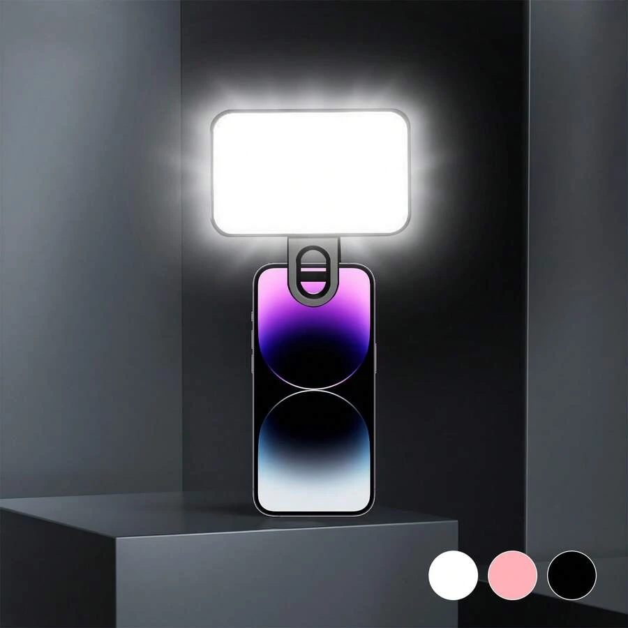 No 015062149-0001 1pc Adjustable 3-Color Selfie Ring Light, Suitable For Phone, Camera, Video Conferencing, Live Streaming, Laptop, Makeup And Selfie, With Clip, Portable Mini LED Light, USB Rechargeable, Phone Fill Light Mini Portable Pocket Light Selfie Timer Handheld RGB Photography Fill Light Beauty Shooting Influencer Live Streaming Light