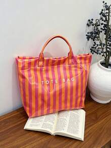 1pc PVC Striped Tote Bag Large Capacity Beach Bag Women's Shoulder Bag Lightweight Waterproof Suitable For Students/Girls/Young People Travel Beach Fitness Shopping Daily Use - Multicolor - View 11