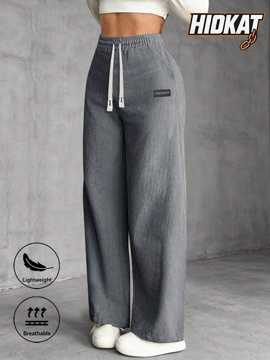 Hidkat Pantalones casuales de pana con cordón en la cintura para mujer, adecuados para uso diario casual y al aire libre, deportes de primavera/otoño e invierno