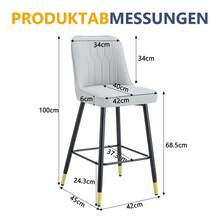 Set Of 2 Bar Stools / 100 Cm High. Stylish Bar Stools / Black PU Leather And Comfortable Footrest / Available In Several Colors / 120 Kg Load Capacity / For Restaurants, Bars And Living Rooms - 黑色+淺灰色 - 查看 4