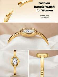 1pc Women's Minimalist Vintage Delicate Small Versatile Bracelet Quartz Watch Suitable For Daily Wear - Gold - View 11