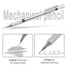 Lápiz mecánico de metal profesional de 0.5/0.7mm, diseño de bajo centro de gravedad, 1 pieza de lápiz mecánico, adecuado para escuela, ingeniero y escritura y dibujo de oficina, útiles escolares - Núcleo de plomo de envío de 0,5 mm - Ver 3