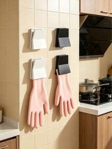 1pc Hanging Dishwashing Glove Rack, Lightweight Rubber Glove Storage Rack, Suitable For Kitchen And Laundry Area, Multi-Functional Hook For Hanging Dishcloths And Accessories, Suitable For Bathroom Countertop And Dorm Room - Multicolor - View 3