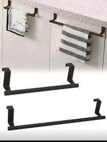 1pc Single Rod Towel Rack, Cabinet Door Towel Bar, Drill-Free Towel Bar, Kitchen Storage Rack, Kitchen Supplies, Storage Rack, Hanging Rack, Kitchen Tools, Can Neatly Hang Dishcloths, Cleaning Cloths And Small Kitchen Tools Inside Kitchen Cabinets - Multicolor - View 1