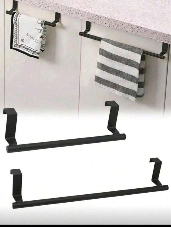 1pc Single Rod Towel Rack, Cabinet Door Towel Bar, Drill-Free Towel Bar, Kitchen Storage Rack, Kitchen Supplies, Storage Rack, Hanging Rack, Kitchen Tools, Can Neatly Hang Dishcloths, Cleaning Cloths And Small Kitchen Tools Inside Kitchen Cabinets