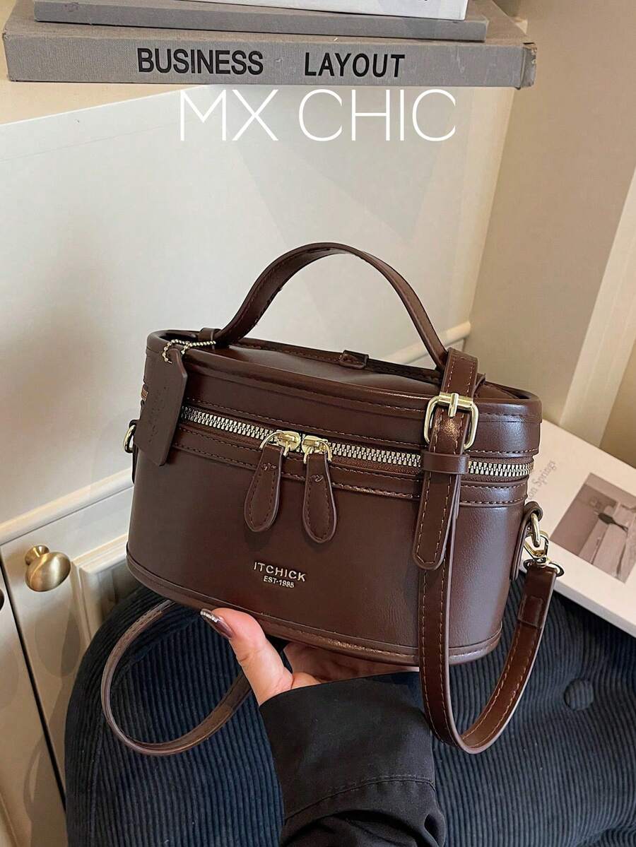 New Minimalist Handheld Box Bag, Shoulder & Crossbody Bag - Coffee - View 1