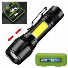 1pc High Power LED COB Rechargeable Mini Flashlight, Portable Outdoor Searchlight For Fishing, Emergency And Work - Style a - View 15
