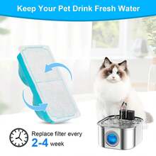 Cat Water Fountain Replacement Filter, Suitable For 3.2L/108oz Automatic Pet Water Fountain, Equipped With Quadruple Filtration System, Compatible With Stainless Steel Gravity Pet Water Fountain, High Cost-Effective Cat Filter Set - Multicolor - View 7