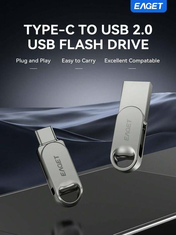 EAGET Ultra-Mini Typ-C zu USB 2.0 Flashlaufwerk, 8GB/16GB/32GB/64GB hocheffiziente Speicherkapazität. Sehr tragbar, Plug and Play, geeignet für Computer, Handy und andere elektronische Geräte.