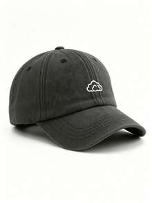 BONNY BOOM 1pc Unisex Vintage Washed Baseball Cap - Simple White Cloud Embroidery, Soft Adjustable Dad Hat For Women And Men, Suitable For Outdoor, Beach, Vacation, Travel, Halloween, Christmas, Back To School, Gift For Friends And Family - Baseball Cap - View 3