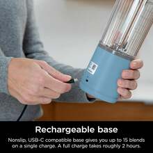 Certified Refurbished Ninja BC100NV Blast 16 Oz. Personal Portable Blender With Leak Proof Lid And Easy Sip Spout, Perfect For Smoothies, Cordless, USB-C Rechargeable (Blue) - Below 0.5L - View 8