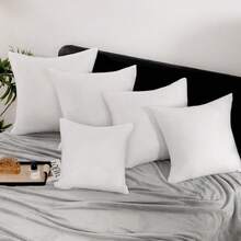 1pc White Decorative Throw Pillow, Modern Style Polyester Fiber Rectangular High Elasticity Pillow Insert, Nap Pillow, Lumbar Support, Portable For Home, Office, Camping - White - View 10