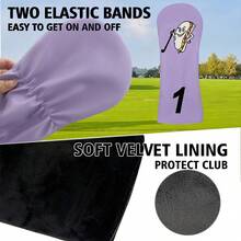 Light Purple Fun Sandwich Cartoon Embroidered Golf Club Head Cover, Healing Cute Style Golf Protector - Lilac Purple - View 6