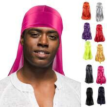 ZTZI Silky Satin Durag Long Tail Head Wrap Wave Hair Doo Rag, Soft Stretch Hip Hop Hair Turban Multiple Solid Colors Street Accessory - T4801 - View 6