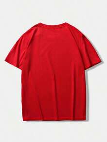 ropa de mujer Camiseta Versátil para Mujer con Patrón Religioso Blanco - Diseño de Cruz de Jesús con Texto "Él ha Resucitado", Top Elástico para - Rojo - Ver 2