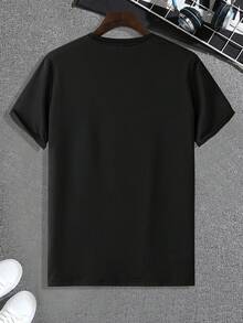 Men's Short-Sleeved Crew Neck T-Shirt With Bull Skull Print, Bold And Original Design, Comfortable And Breathable Top Ideal For Summer, 100% Pure Cotton, Casual Style - 黑色 - 查看 2