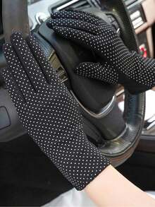 1 Pair Of Summer Ice Silk Sun Protection Gloves - Cotton Polka Dot Sunscreen - View 6