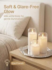 Flameless Candles, Realistic Flickering LED Flame, Real Wax Candles With Remote Control And Timer, Transparent Electronic Candles, 3-Pack (White) - White - View 2