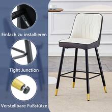 Set Of 2 Bar Stools / 100 Cm High. Stylish Bar Stools / Black PU Leather And Comfortable Footrest / Available In Several Colors / 120 Kg Load Capacity / For Restaurants, Bars And Living Rooms - 深灰色+白色+銀色 - 查看 7