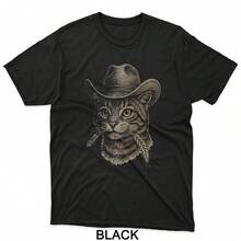 Funny Cat Cowboy Western Country2 T-Shirt - Black - View 1
