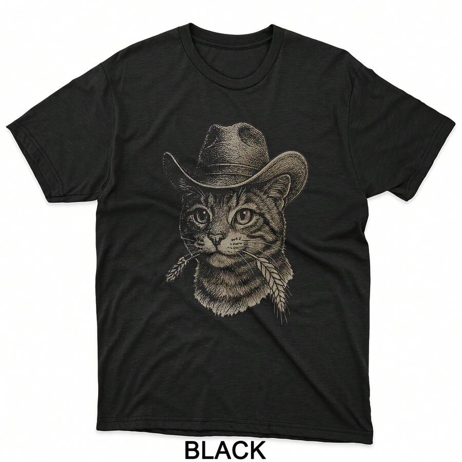 Funny Cat Cowboy Western Country2 T-Shirt - Black - View 1