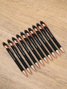 50/100pcs Customized Black Ballpoint Pens, Laser Engraved Personalized Letters And Sentences, Multi-Functional Student Writing Pens, Stationery, Souvenirs, Gifts, Handmade DIY, Personalized Gifts, Wedding Favors - Black - View 4