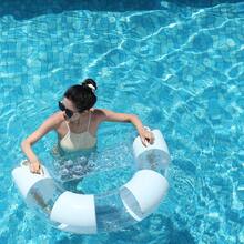 Inflatable Pool Lounge Float Adult Size With Drink Cup Holder Heavy Duty Floating Chair Hammock Water Float For Lake Beach - White - View 2